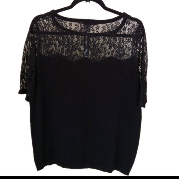 Red Black Short Sleeve Lightweight Sweater XL/1X - Picture 6 of 8